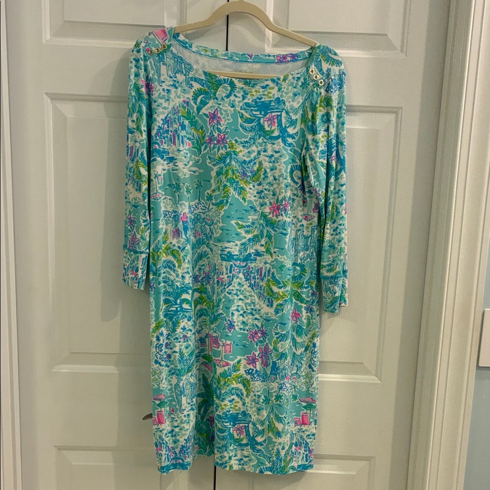 Lilly Pulitzer Turquoise and Pink Long Sleeve Dress